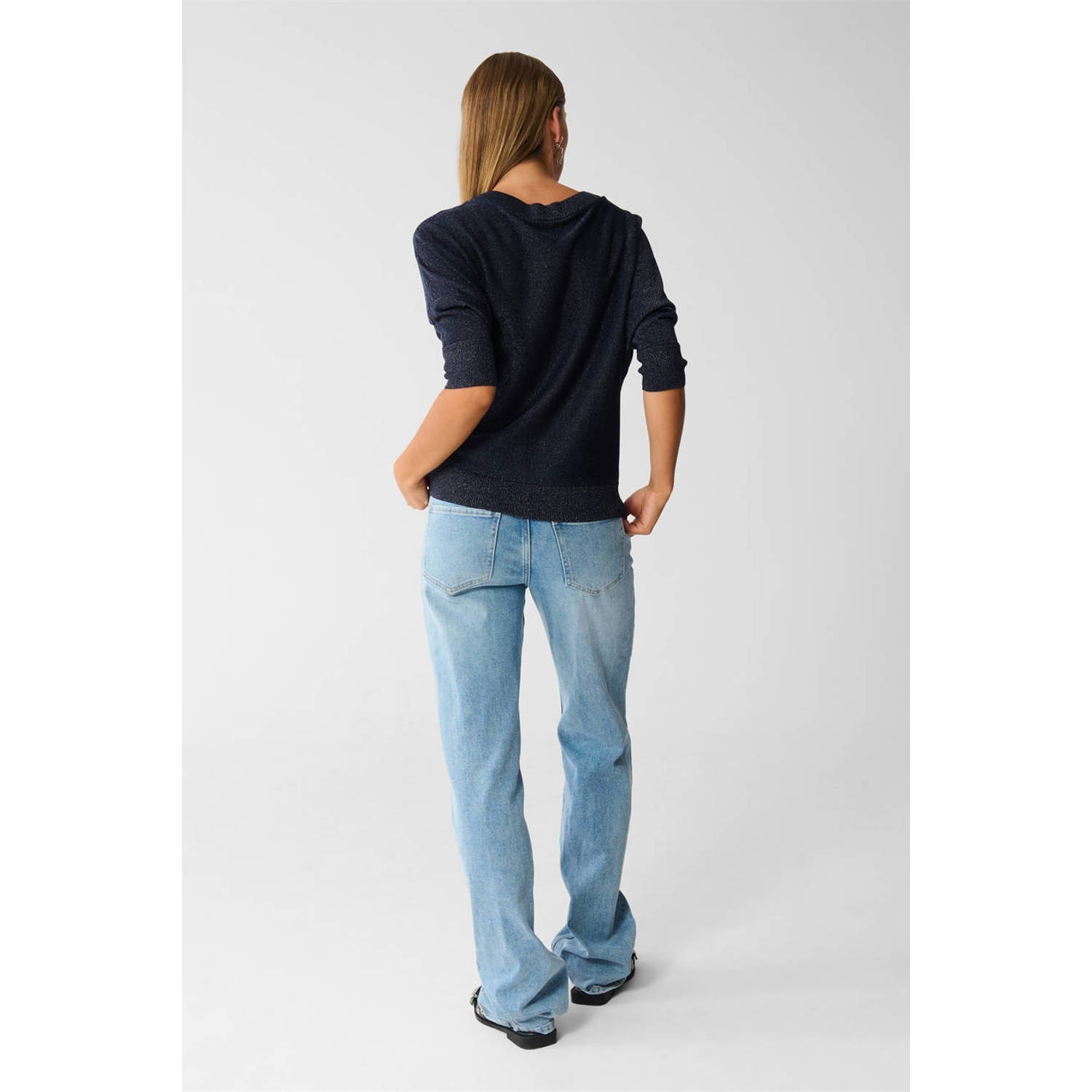 Shoeby pullover trui donkerblauw met lurex