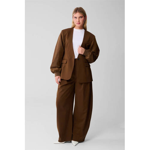 Shoeby getailleerde blazer met wol bruin afbeelding