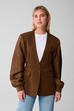 getailleerde blazer met wol bruin