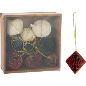kerstdecoratie bal papier multi - 9 stuks