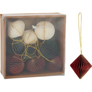 kerstdecoratie bal papier multi - 9 stuks