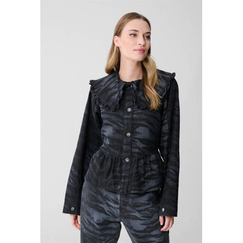 Shoeby peplum blouse grijsblauw afbeelding