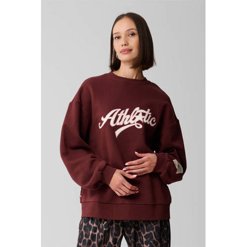 Shoeby oversized fit sweater donkerrood afbeelding