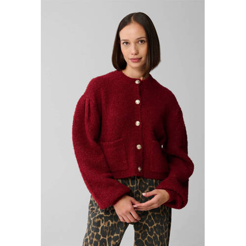 Shoeby gebreid vest met wol donkerrood afbeelding