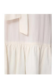 thumbnail: Ecru dames Shoeby top van viscose met effen, lange mouwen, strikkraag, striksluiting en ruches