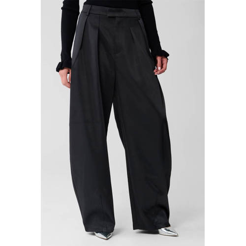 Shoeby satijnen barrel fit broek zwart afbeelding
