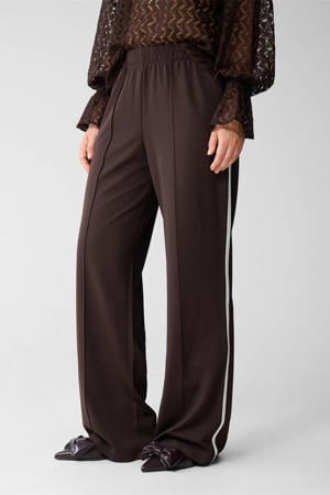wide leg high waist broek bruin