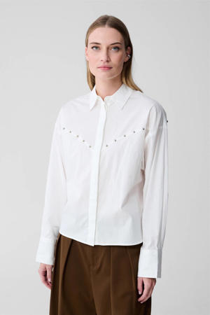 blouse met studs wit