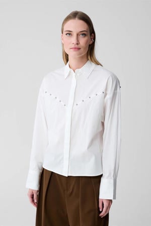 blouse met studs wit