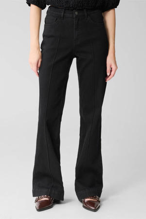 high waist flared jeans black denim