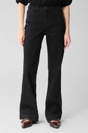 high waist flared jeans black denim