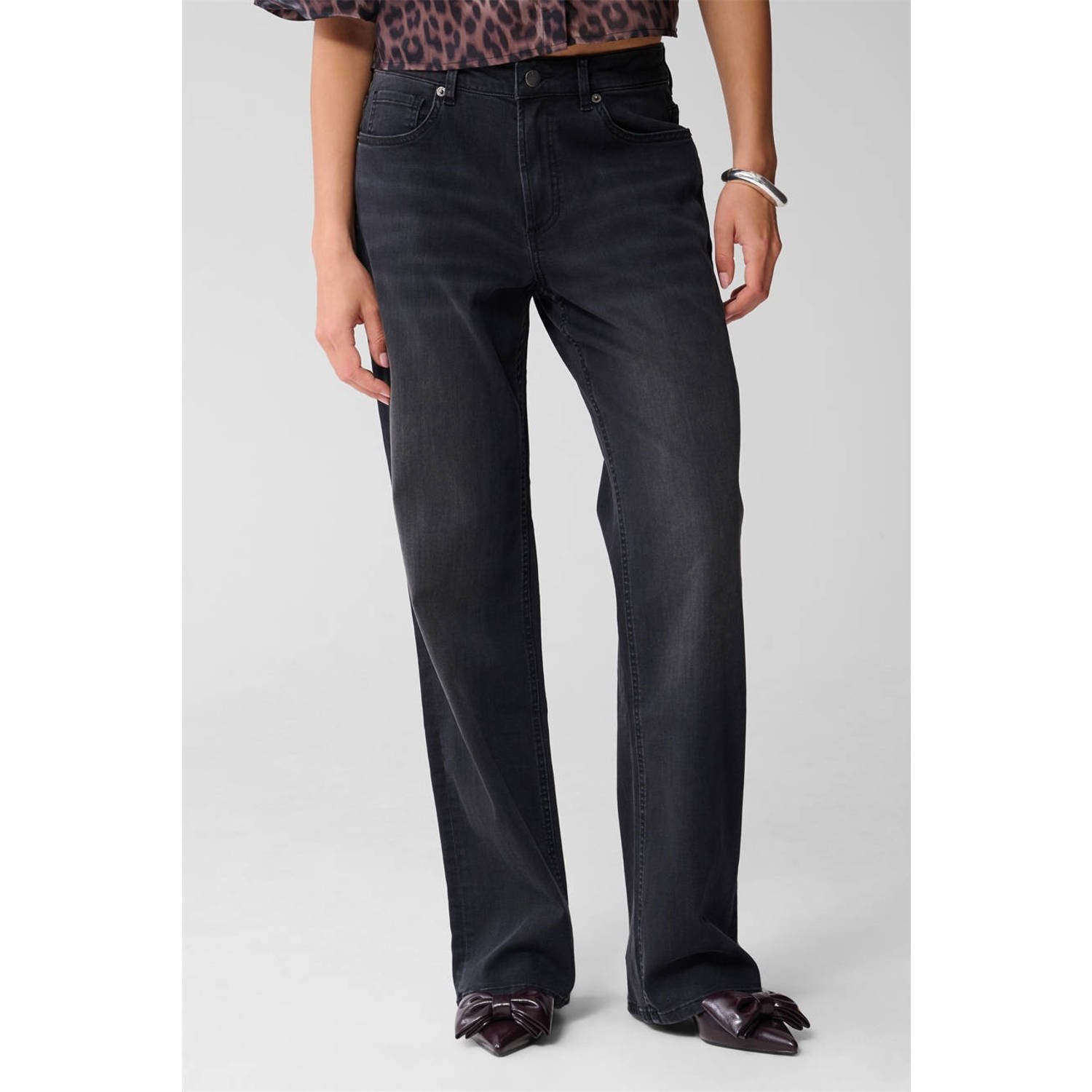Shoeby high waist straight leg jeans grey denim