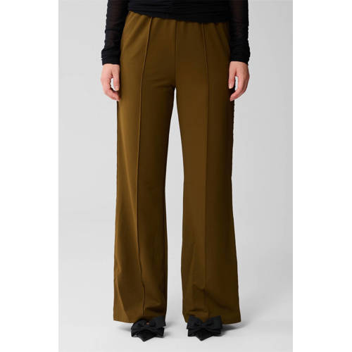 Shoeby wide leg high waist broek kaki afbeelding