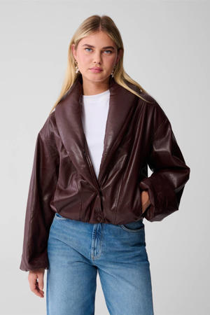 imitatieleren bikerjack rood