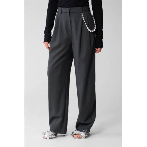 Shoeby Studio wollen straight high waist pantalon grijs afbeelding