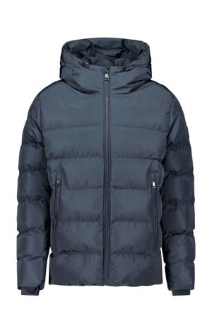 gewatteerde jas donkerblauw