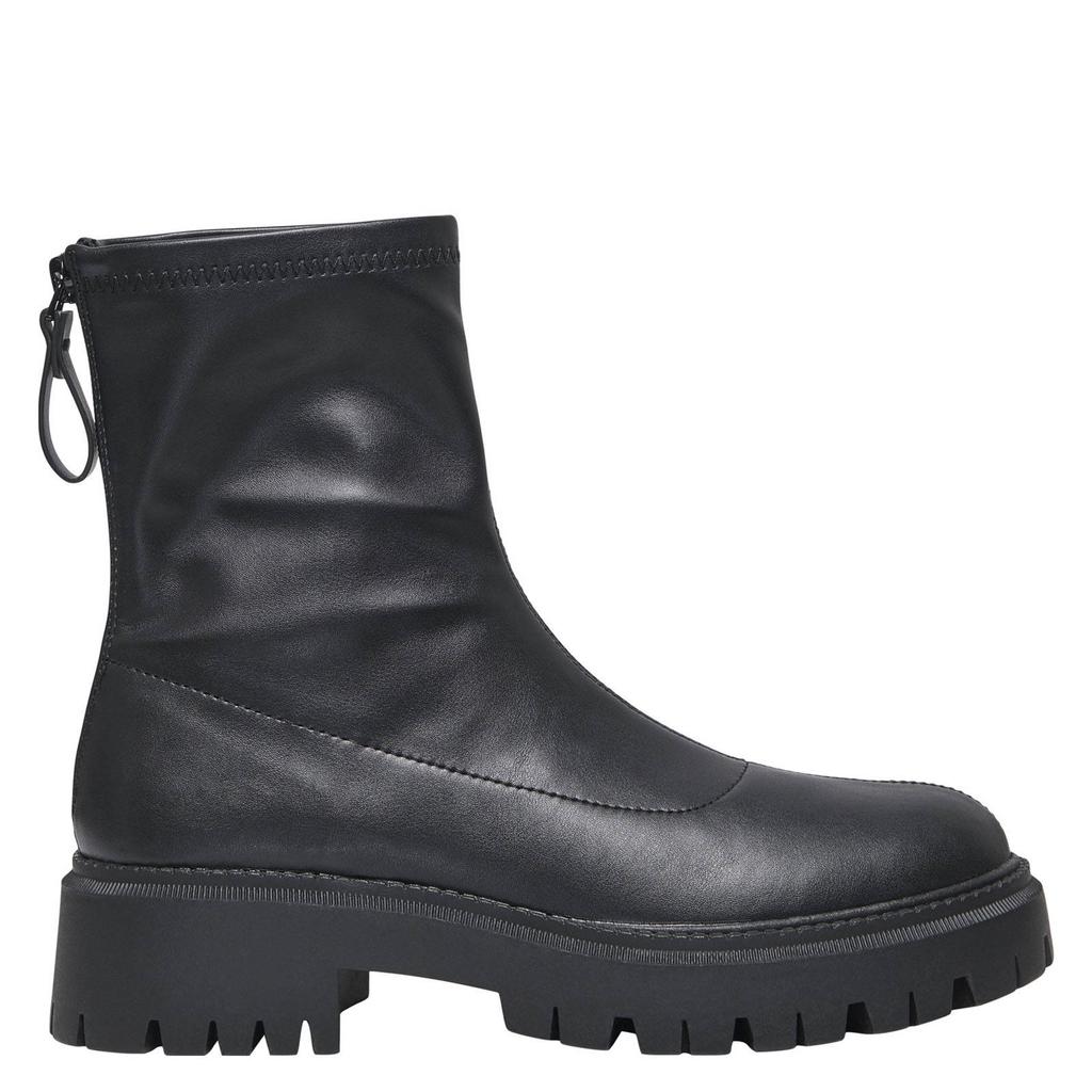 Zwarte dames ONLY Onllizzo-1 Zipper Sock Boot enkelboots van imitatieleer met veters