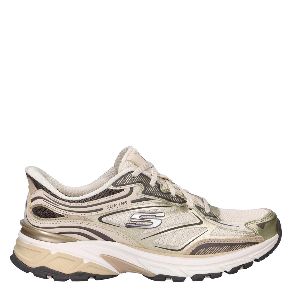 Beige en multikleurige dames Skechers Hands Free Slip-Ins Stamina Sport chunky sneakers van textiel en met elastische veters