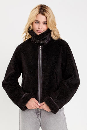 faux fur jas zwart