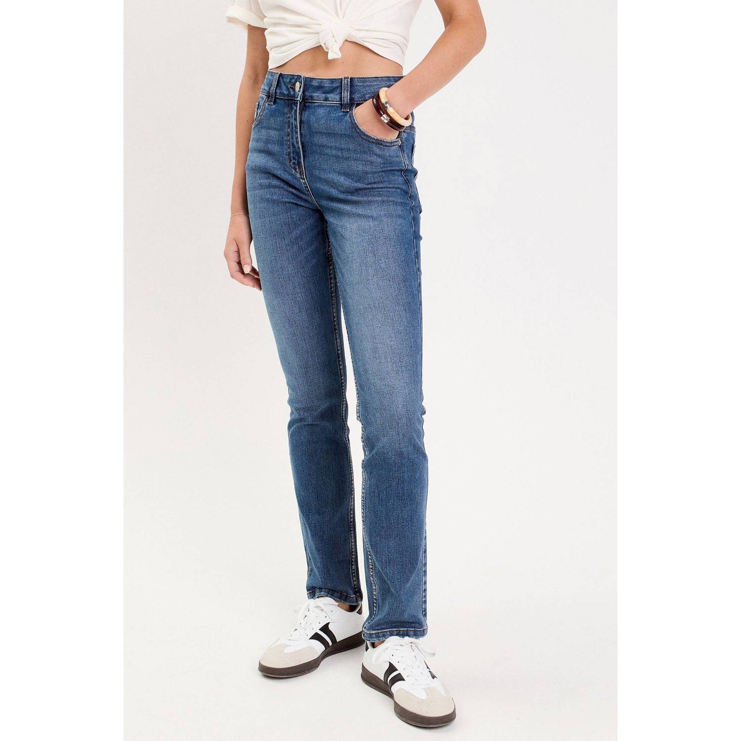 Cache straight leg jeans medium blue denim
