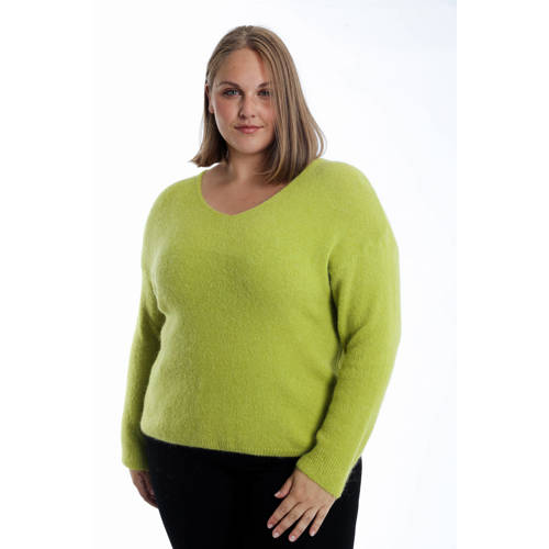 Paprika pullover trui met wol limegroen afbeelding