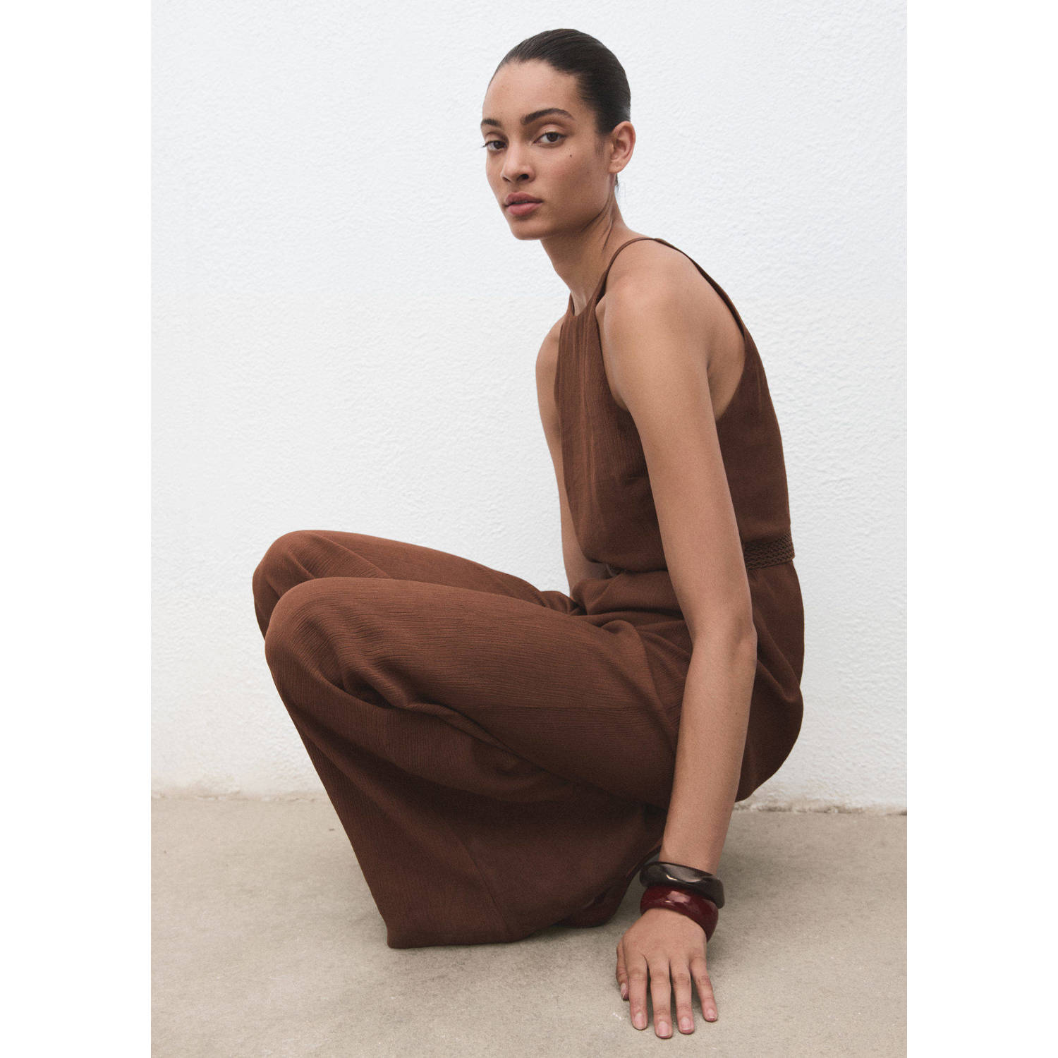 Mango jumpsuit bruin