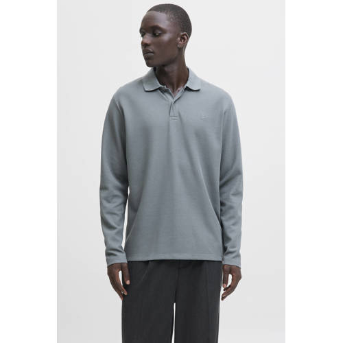 JACK & JONES ESSENTIALS regular polo met textuur grijsblauw afbeelding