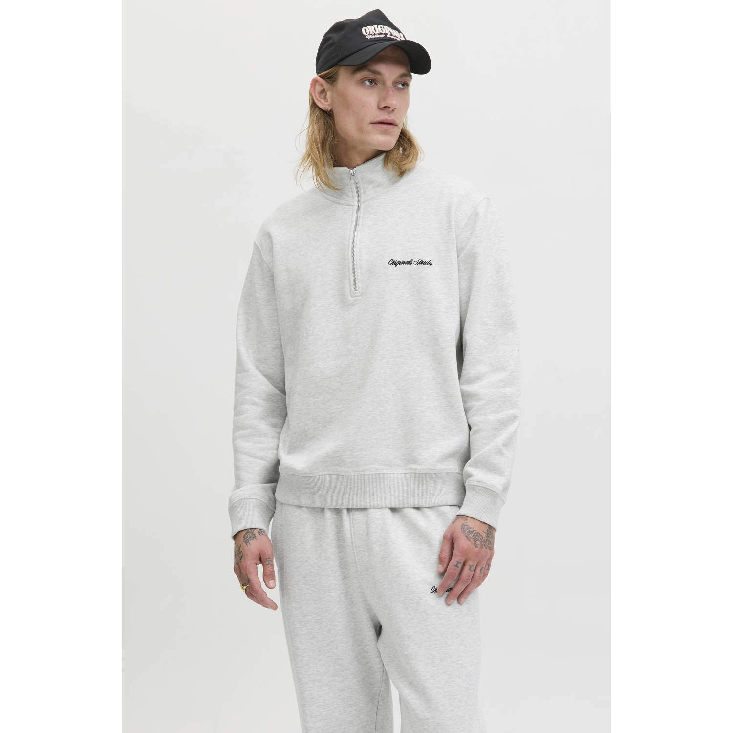 JACK & JONES ORIGINALS sweater lichtgrijs