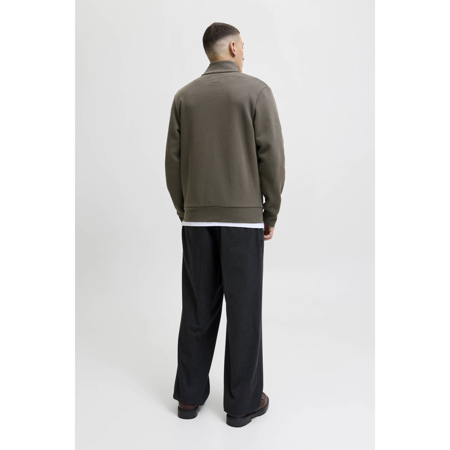 JACK & JONES PREMIUM sweatvest met textuur olijfgroen