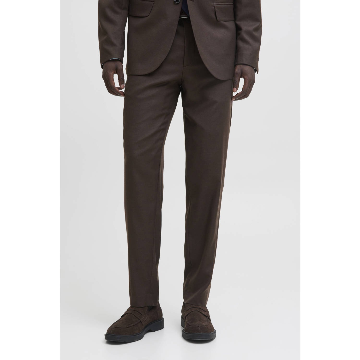 JACK & JONES PREMIUM wollen super slim pantalon donkerbruin