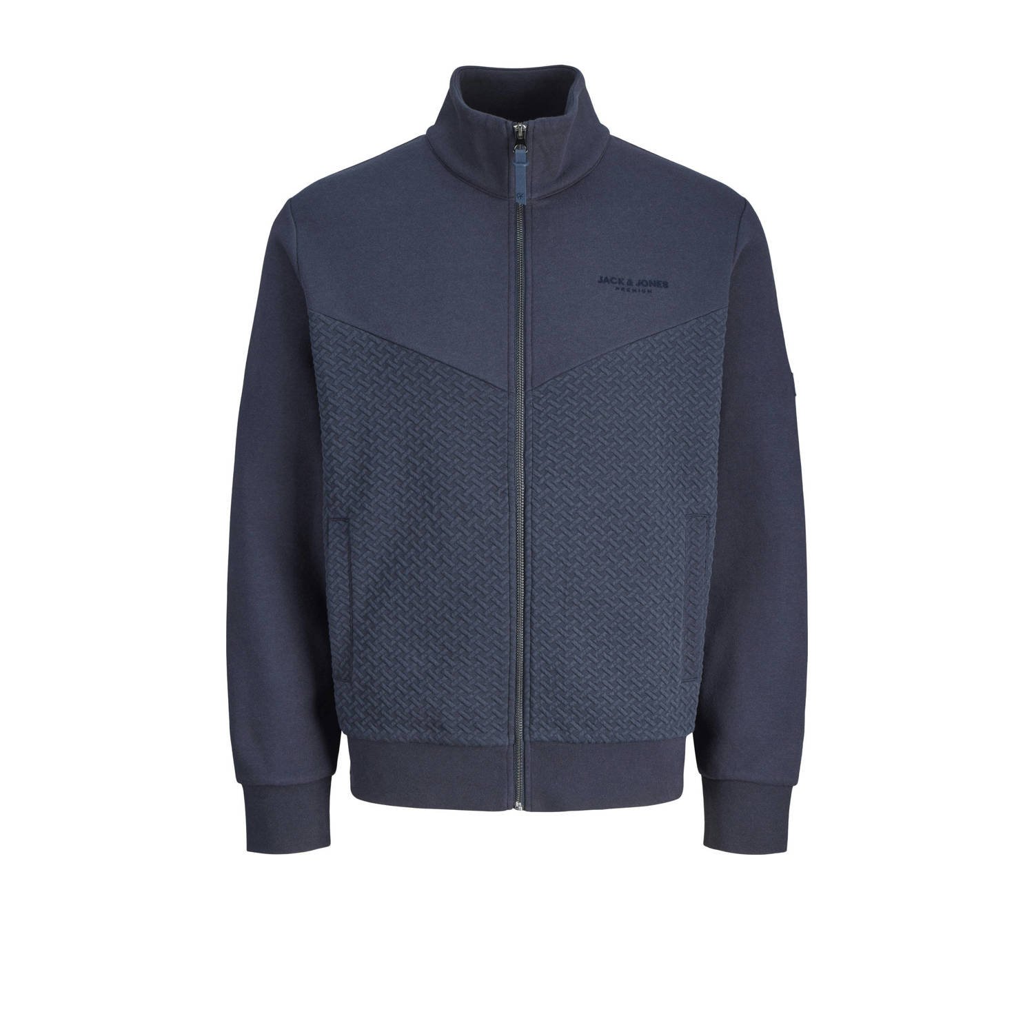 JACK & JONES PREMIUM sweatvest met textuur donkerblauw