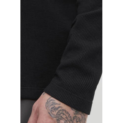 JACK & JONES ESSENTIALS regular polo met textuur zwart afbeelding
