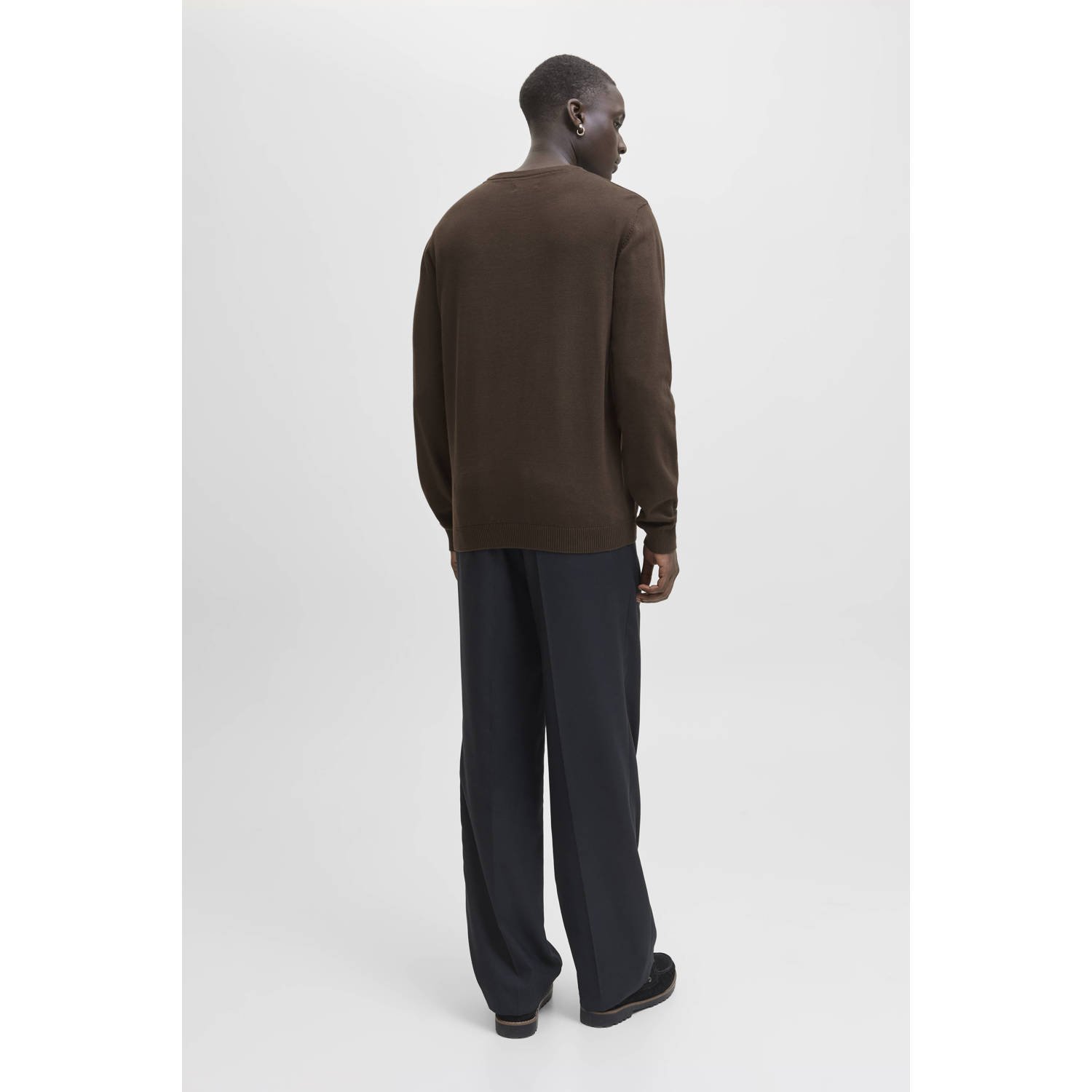 JACK & JONES ESSENTIALS pullover trui gebreid donkerbruin