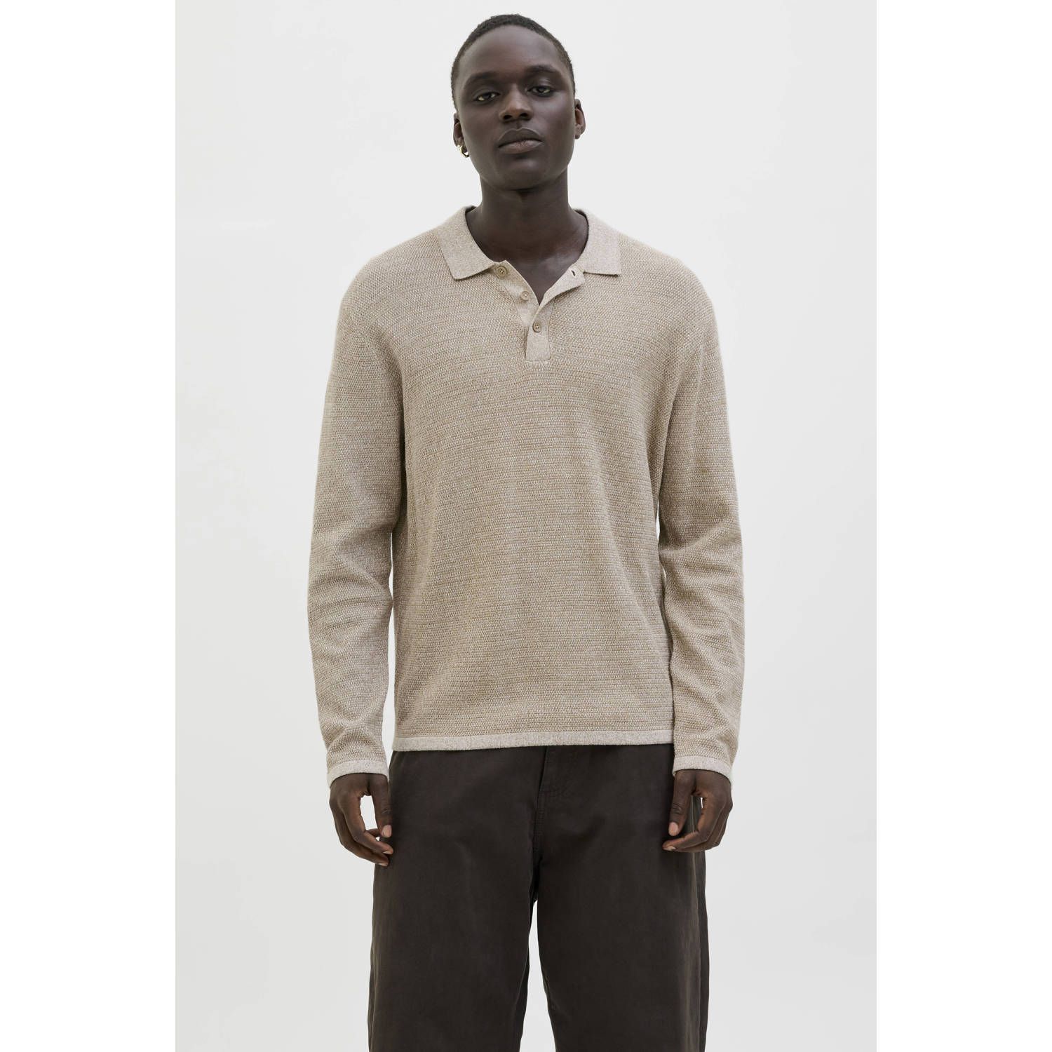 JACK & JONES ESSENTIALS gebreide trui met textuur grijsgroen