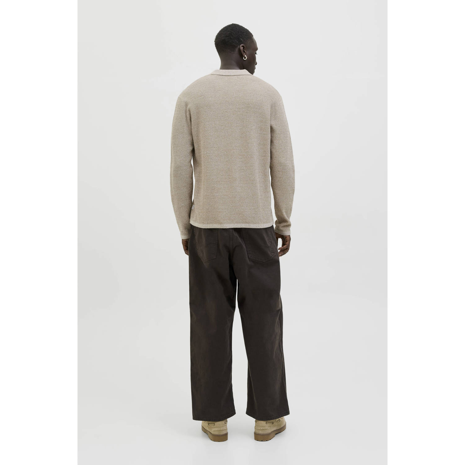 JACK & JONES ESSENTIALS gebreide trui met textuur grijsgroen