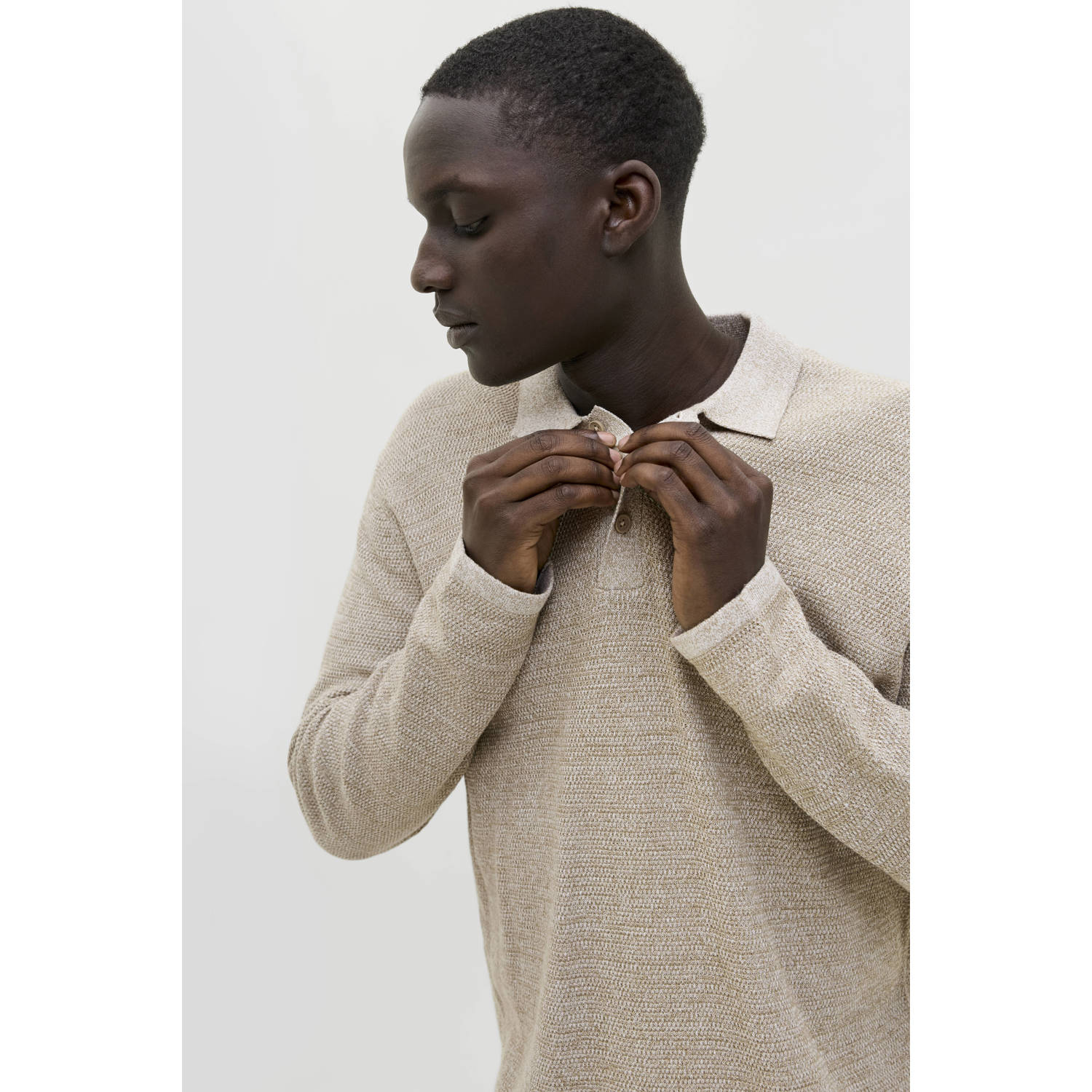JACK & JONES ESSENTIALS gebreide trui met textuur grijsgroen