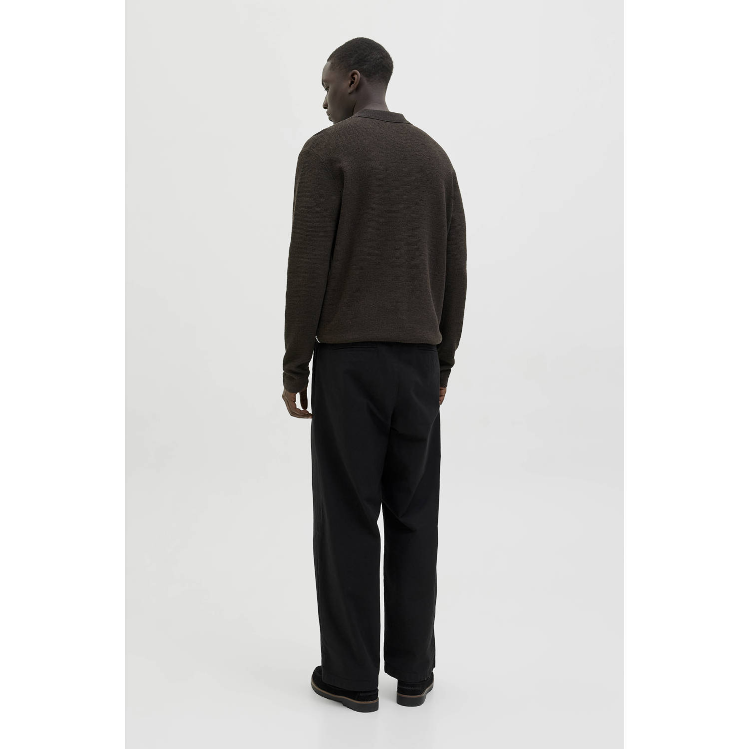 JACK & JONES ESSENTIALS gebreide trui met textuur donkerbruin
