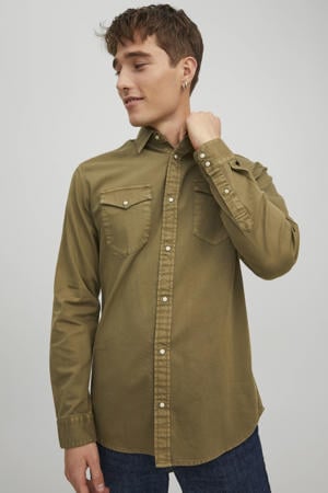regular casual overhemd olijfgroen