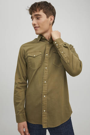 regular casual overhemd olijfgroen