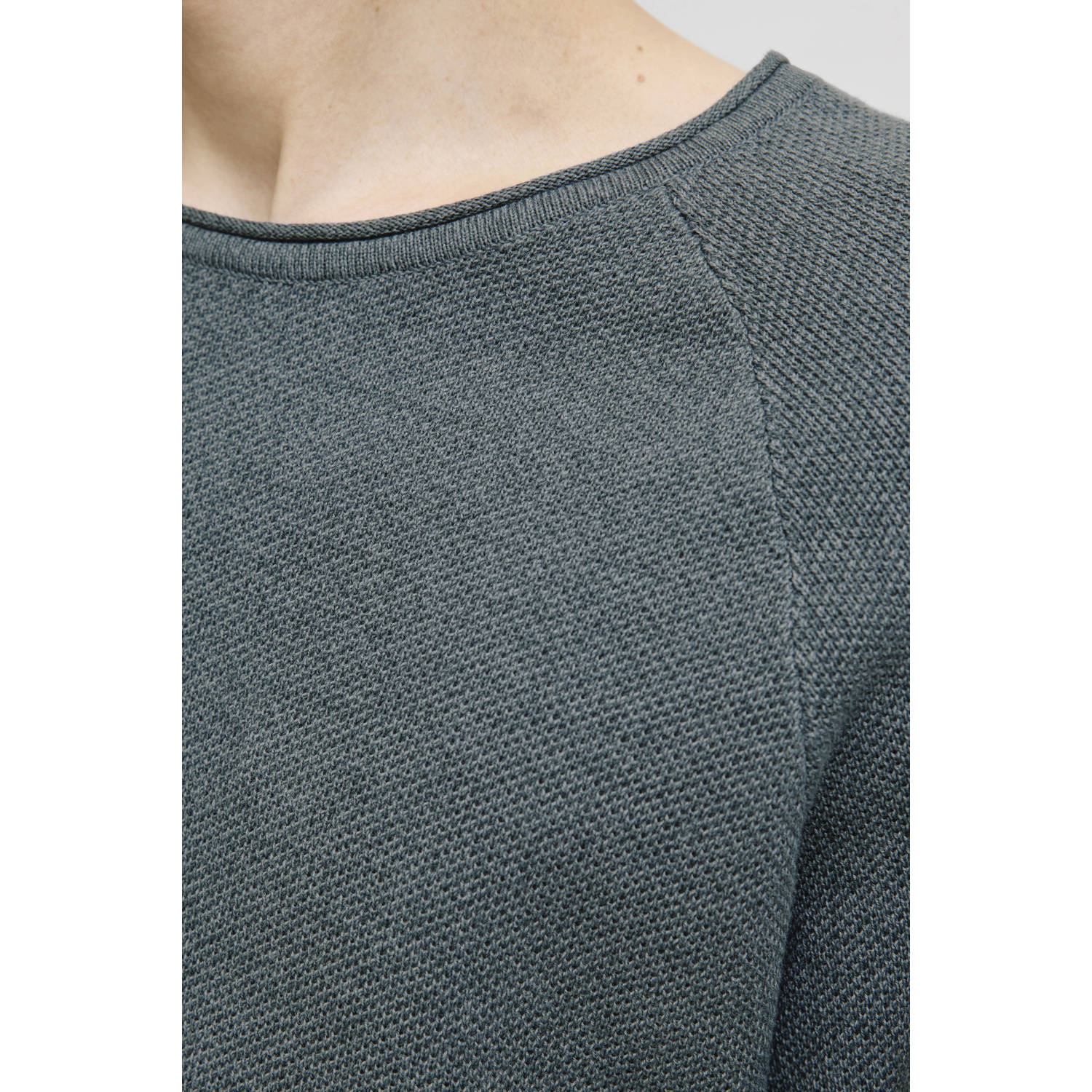 JACK & JONES ESSENTIALS trui fijn gebreid grijsgroen