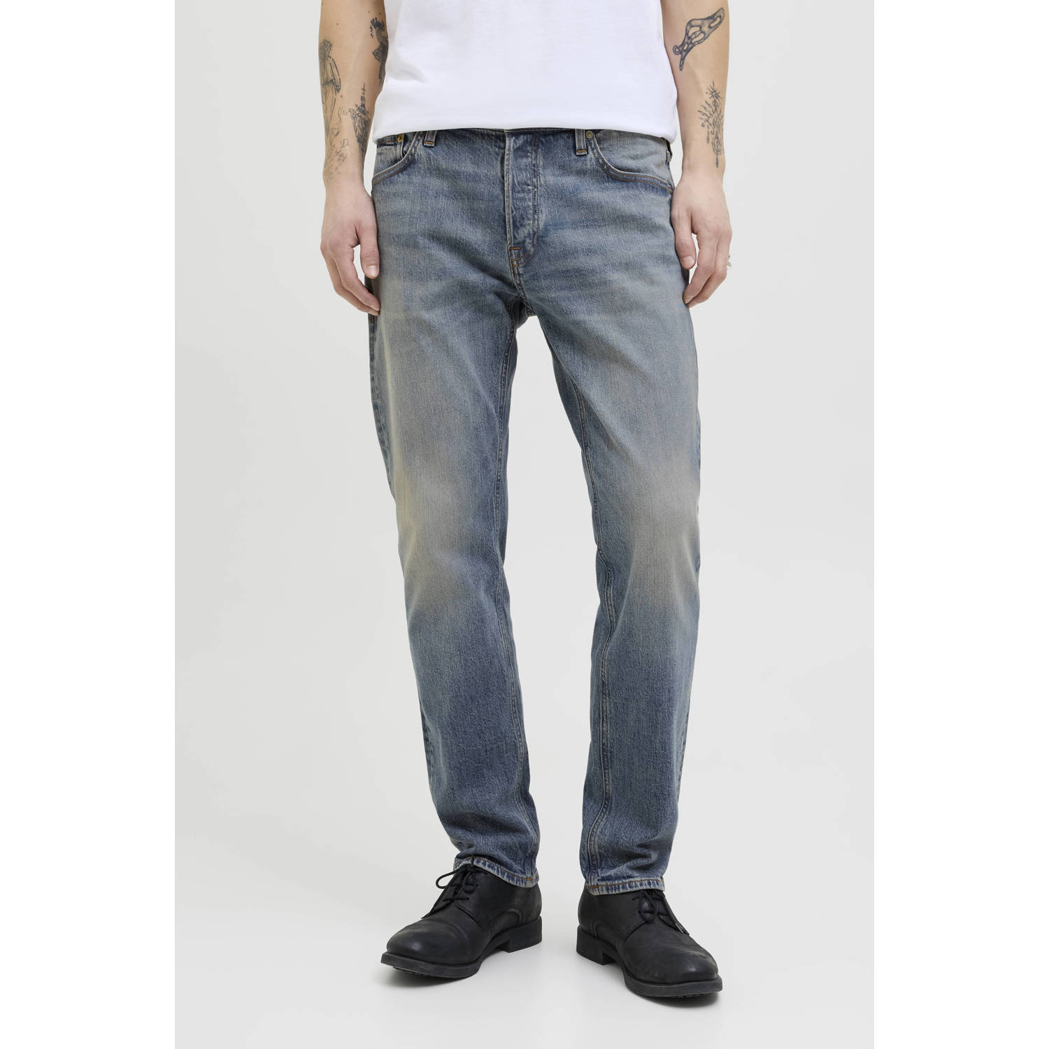 JACK & JONES JEANS INTELLIGENCE JJIMIKE JJORIGINAL tapered jeans blue denim
