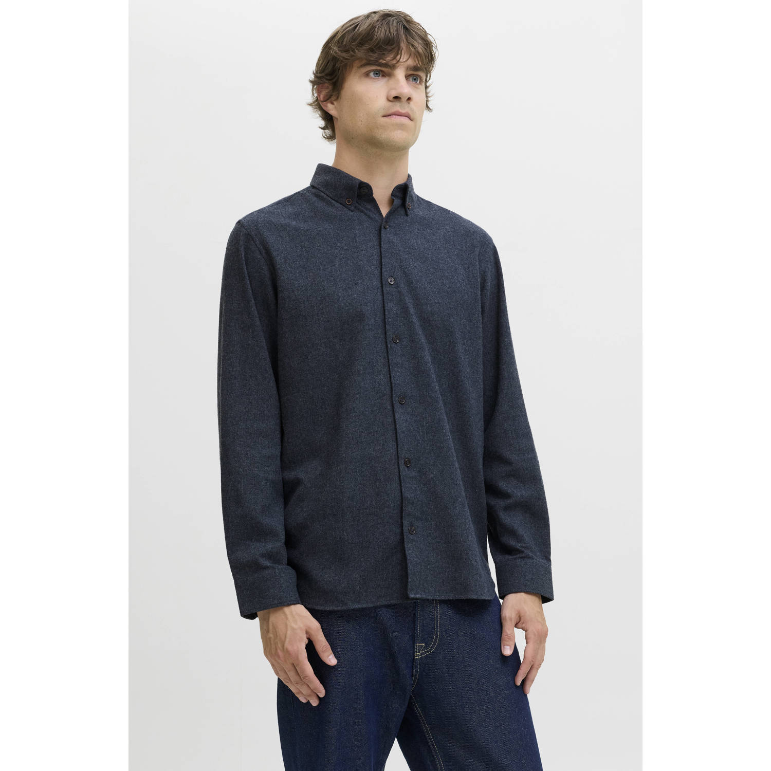 JJ REBEL casual overhemd donkerblauw