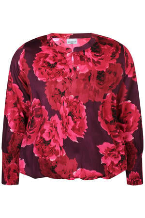 gebloemde top rood
