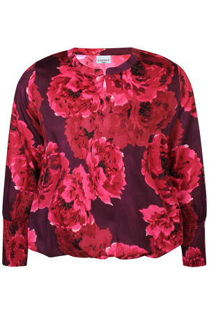 gebloemde top rood