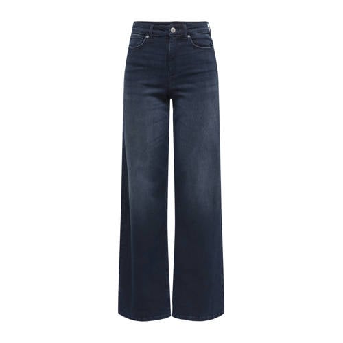 ONLY high waist wide leg jeans dark blue denim afbeelding