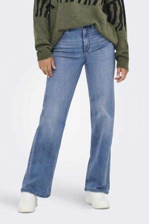 high waist wide leg jeans medium blue denim