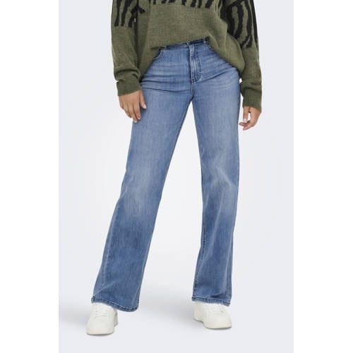 ONLY high waist wide leg jeans medium blue denim afbeelding