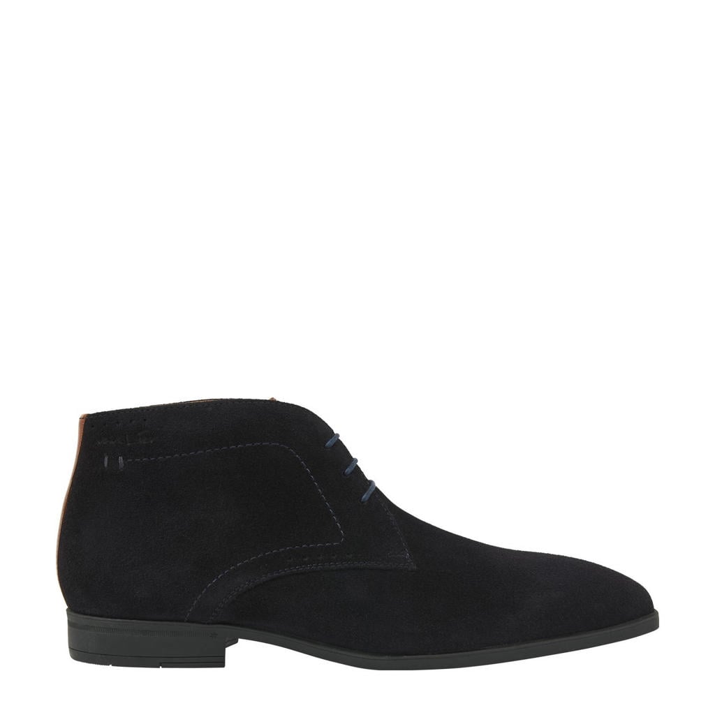 Donkerblauwe heren Van Lier Portofino suède veterschoenen