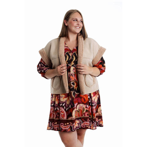 Paprika suede gilet beige afbeelding