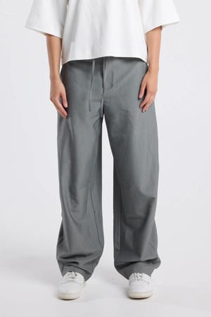 barrel regular waist broek grijs